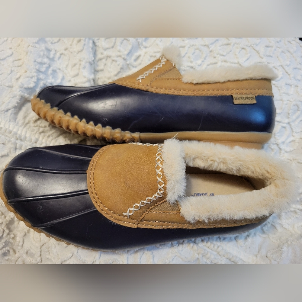 JBU by Jambu Winona Waterproof Duck Loafer Size 7M Blue/Tan Slip On